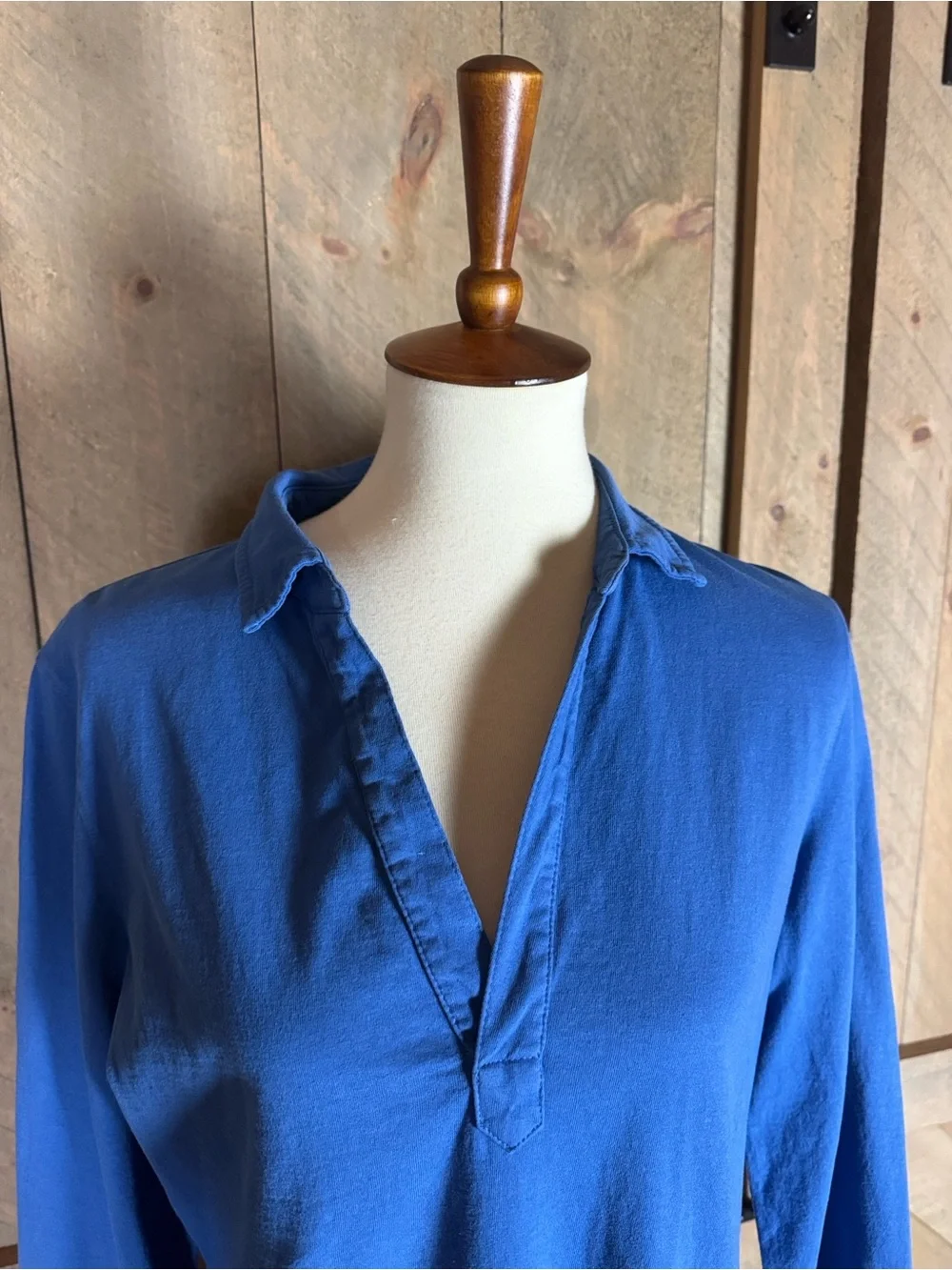 Frank & Eileen Nicole royal blue Henley popover dress Size Large 100% cotton - Picture 4 of 12